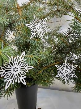 Baumschmuck Holz Schneeflocken weiß